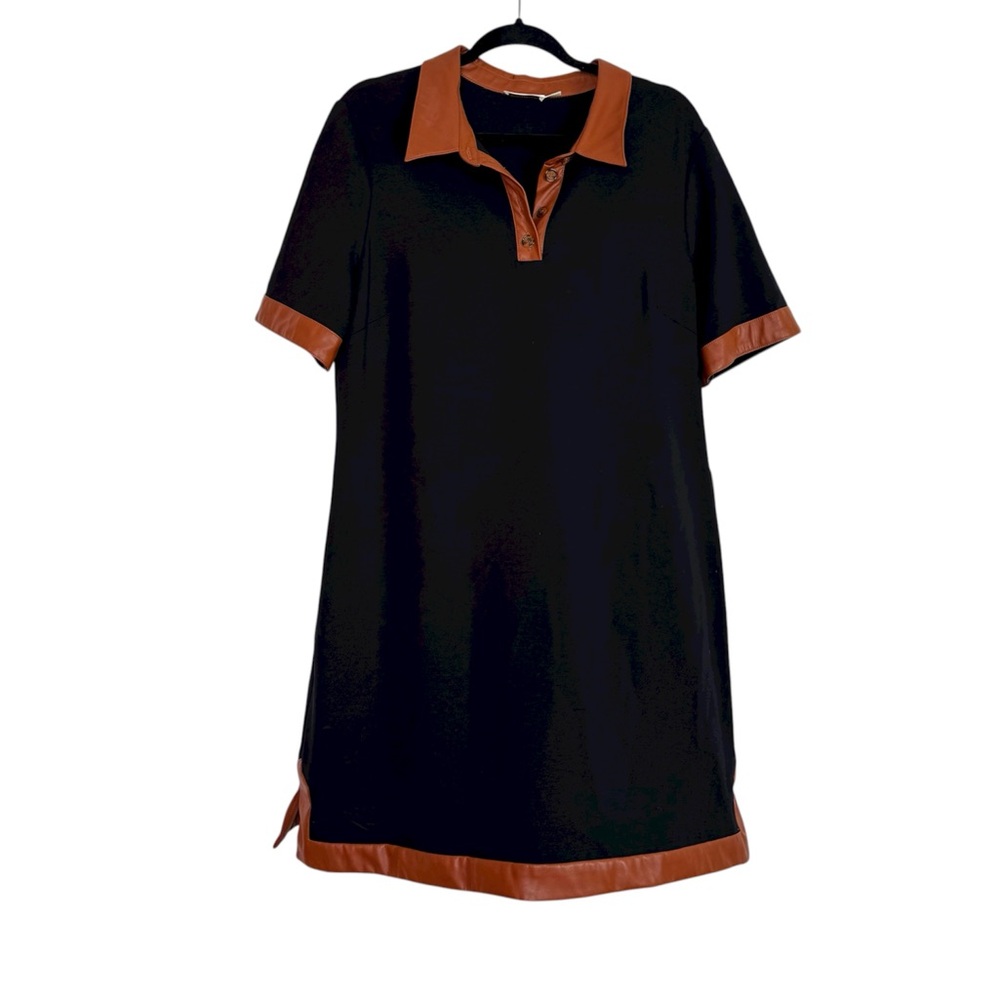 Eliza J Dress Popover Faux Leather Trim Mini NEW - Picture 2 of 11